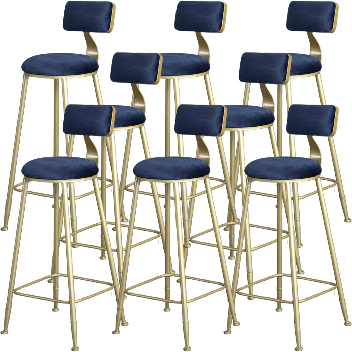 Glam Armless Backrest Counter Stool Steel Cafe Bar Stool with Cushion and Pedal