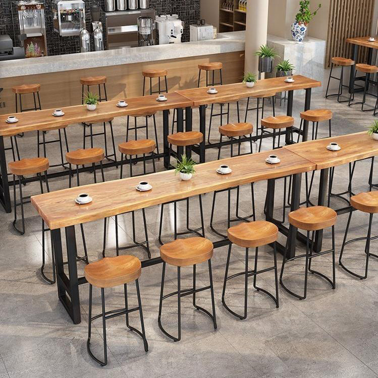 Modern 1/4/9 Pieces Bar Table Set Rectangle Pine Wood Counter Table with Backless Stools