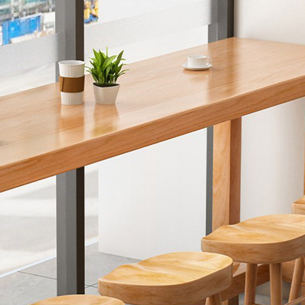 1/5/6/11 Pieces Modern Bar Table Set Rectangle Pine Wood Top Bistro Set with Footrest