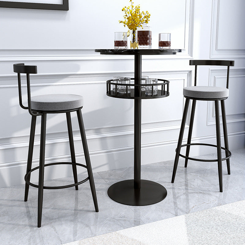1/2/3 Piece Marble Bar Pub Table Set Matte Finish Glam Bar Stool and Table Set