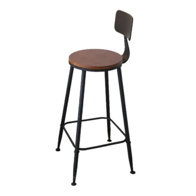Industrial Round Solid Wood Bar Table Set 1/2/5 Pieces Counter Table with High Stools