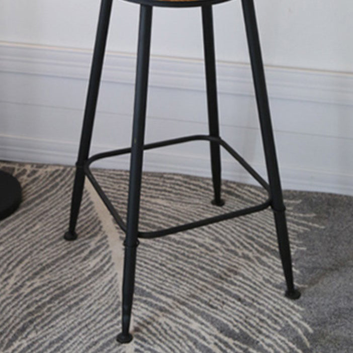 Industrial Round Solid Wood Bar Table Set 1/2/5 Pieces Counter Table with High Stools