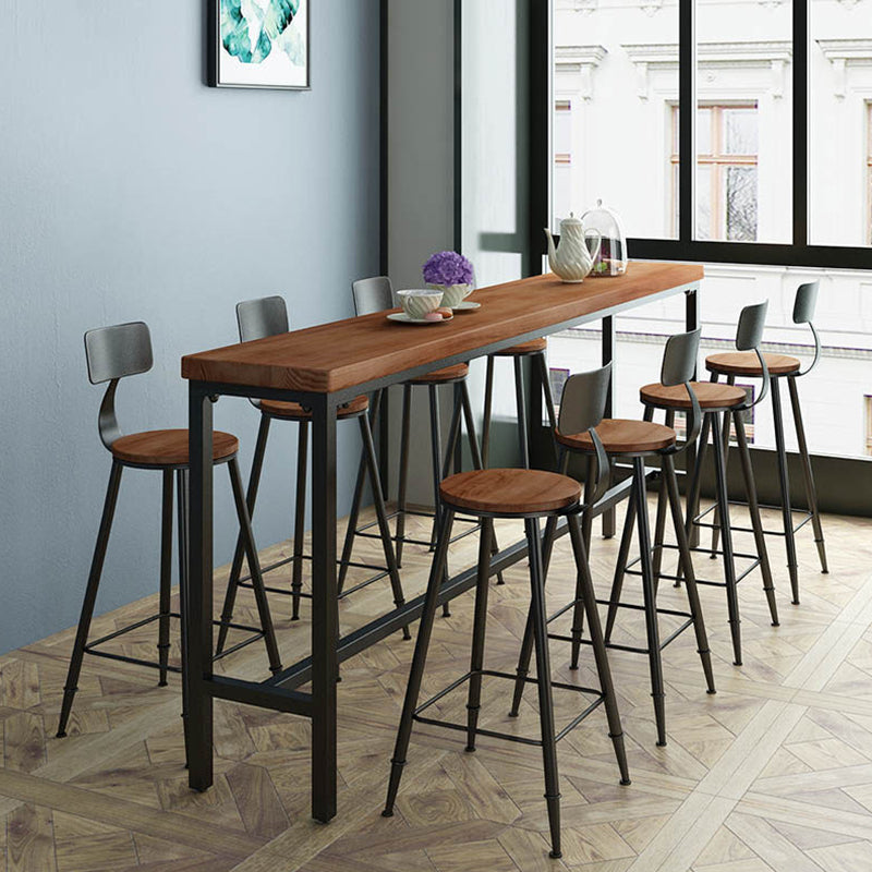 Industrial Rectangle Solid Wood Bar Table Set 1/3/4/5/9 Pieces Counter Table with Stools