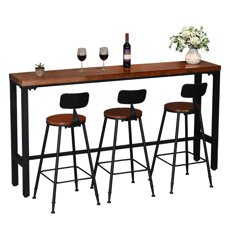 Industrial Rectangle Solid Wood Bar Table Set 1/3/4/5/9 Pieces Counter Table with Stools