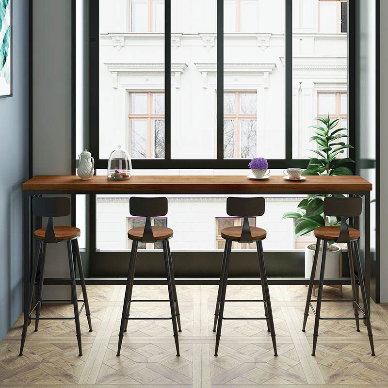 Industrial Rectangle Solid Wood Bar Table Set 1/3/4/5/9 Pieces Counter Table with Stools