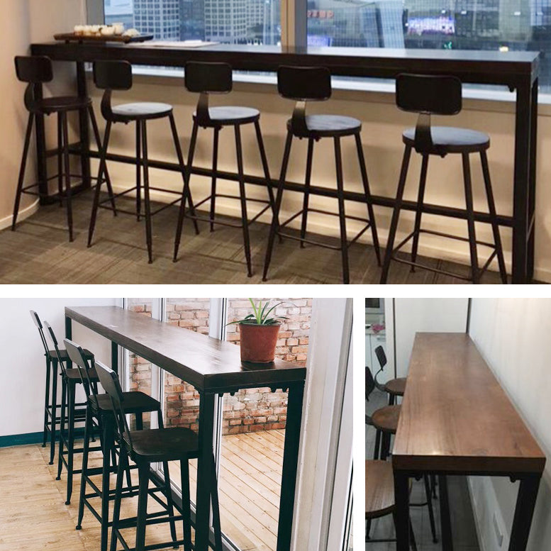 Industrial Rectangle Solid Wood Bar Table Set 1/3/4/5/9 Pieces Counter Table with Stools