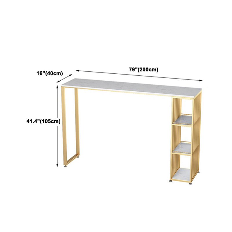 1/3 Pieces Glam Iron Bistro Set White Rectangle Faux Marble Top Bar Table Set with Shelf