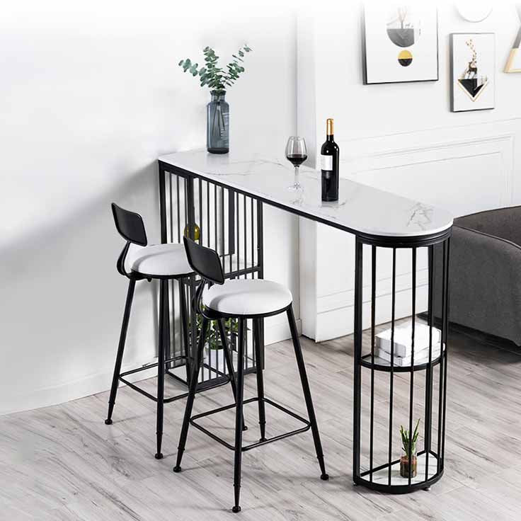 Living Room Glam Counter Height Set 1/2/3 Pieces Marble White Top Bistro Set