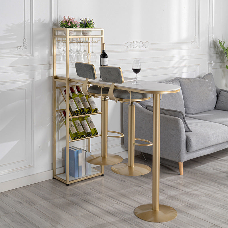 1/3 Piece Adjustable Height Bar Stool and Table Set Sintered Stone Matte Finish Bar Set