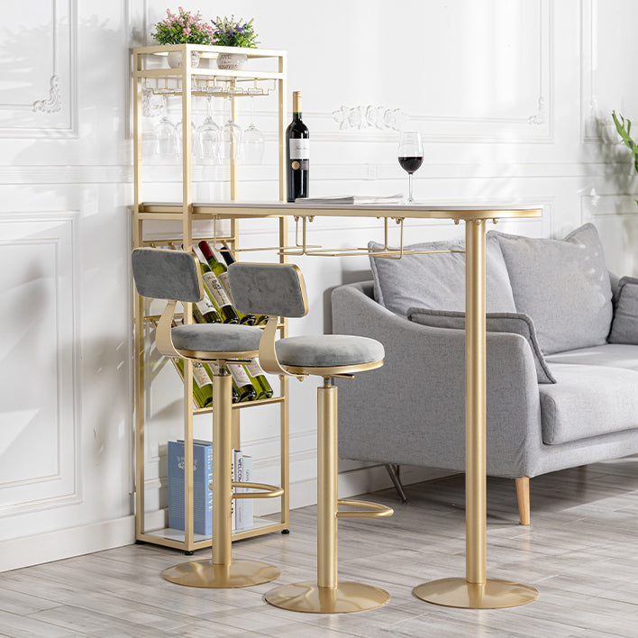 1/3 Piece Adjustable Height Bar Stool and Table Set Sintered Stone Matte Finish Bar Set