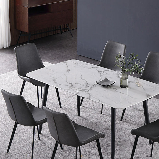 Modern Style Sintered Stone Rectangle Table Set 1/2/5/7 Pieces Dining Set