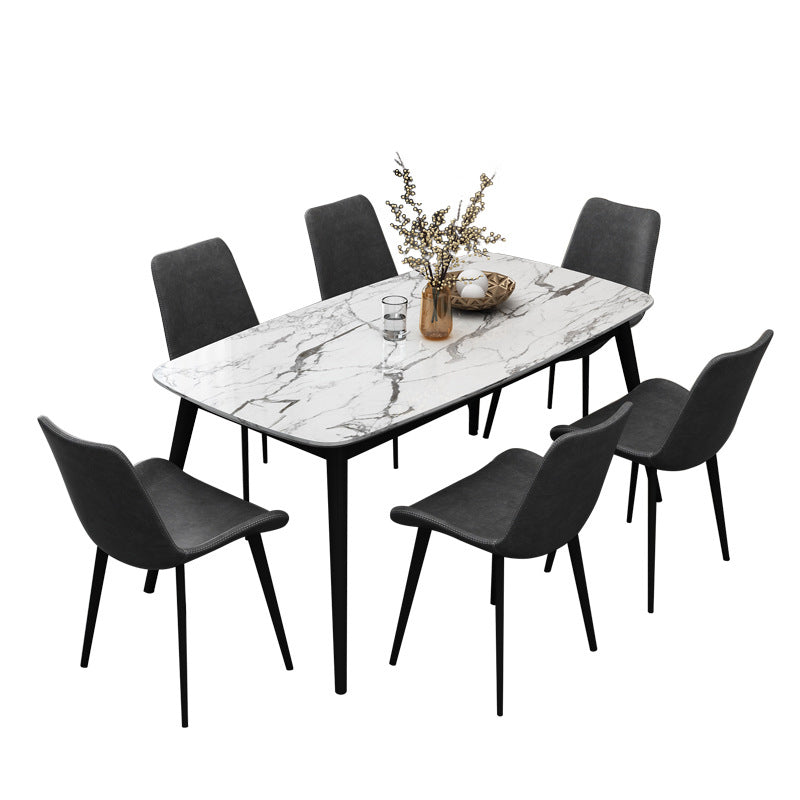 Modern Style Sintered Stone Rectangle Table Set 1/2/5/7 Pieces Dining Set