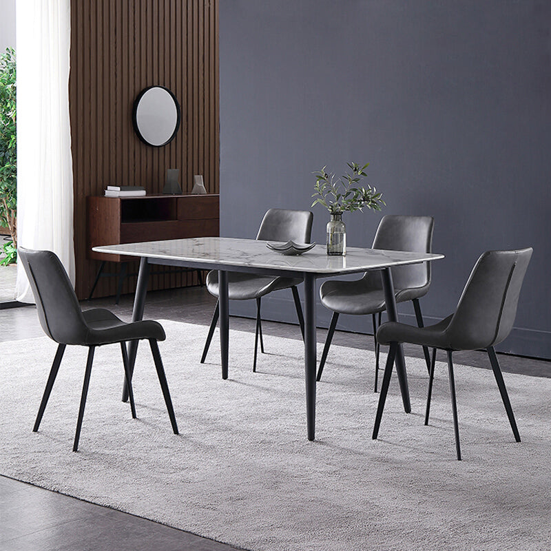 Modern Style Sintered Stone Rectangle Table Set 1/2/5/7 Pieces Dining Set