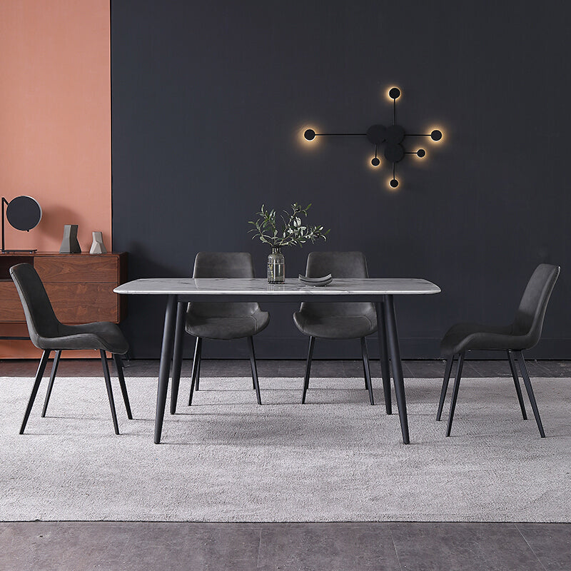 Modern Style Sintered Stone Rectangle Table Set 1/2/5/7 Pieces Dining Set