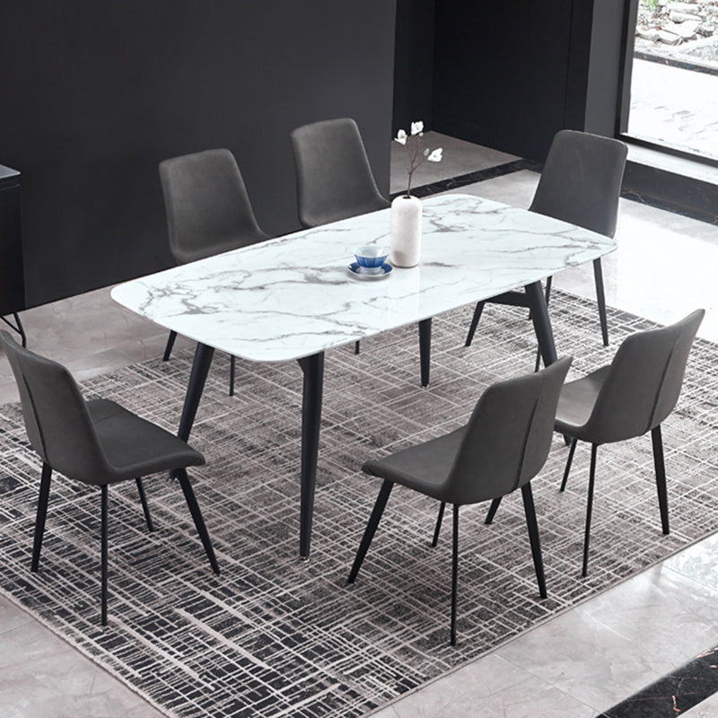 Modern Style Sintered Stone Rectangle Table Set 1/2/5/7 Pieces Dining Set
