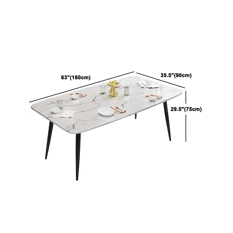 Modern Style Sintered Stone Rectangle Table Set 1/2/5/7 Pieces Dining Set