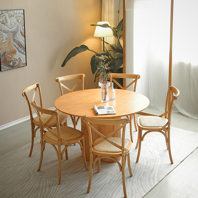 Minimalist Round Dining Table Set 1/2/3/4/5/7 Pieces Pine Dinette Set