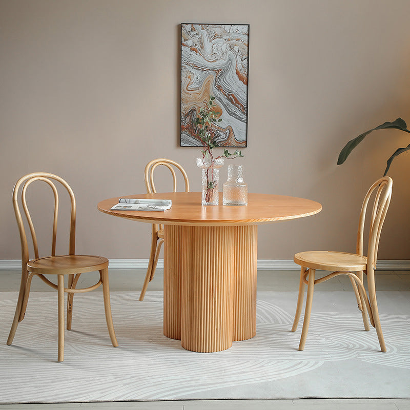 Minimalist Round Dining Table Set 1/2/3/4/5/7 Pieces Pine Dinette Set