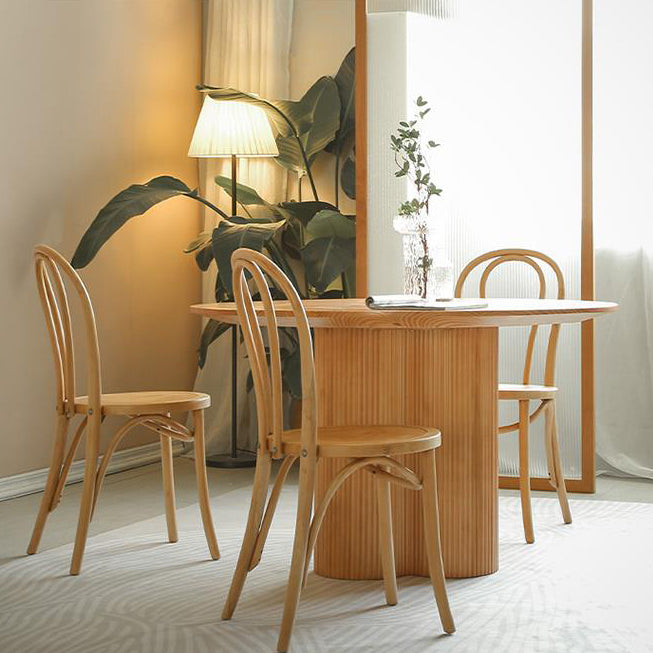 Minimalist Round Dining Table Set 1/2/3/4/5/7 Pieces Pine Dinette Set
