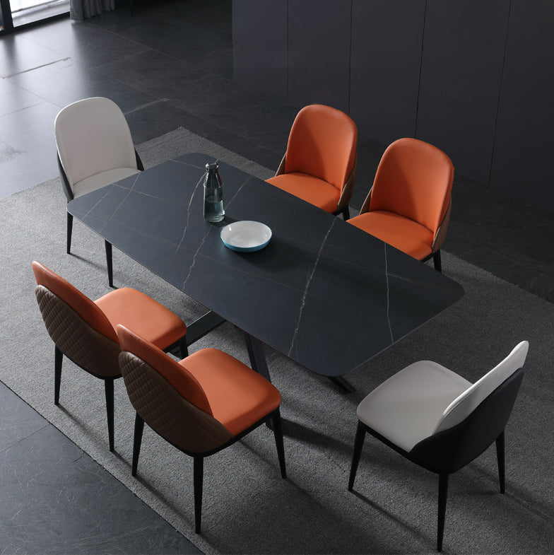 Modern Sintered Stone Rectangle Table Set 1/2/5/7 Pieces Dining Set