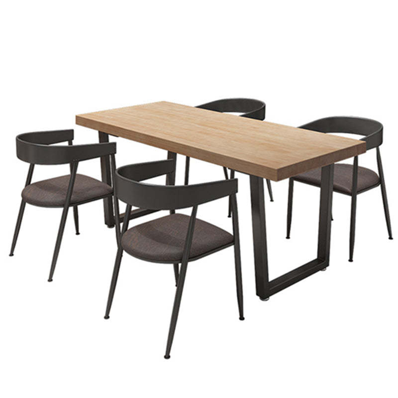 Industrial Solid Wood Dining Table Set 1/2/5 Pieces Rectangle Dining Set
