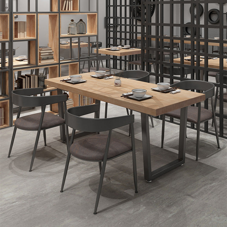 Industrial Solid Wood Dining Table Set 1/2/5 Pieces Rectangle Dining Set
