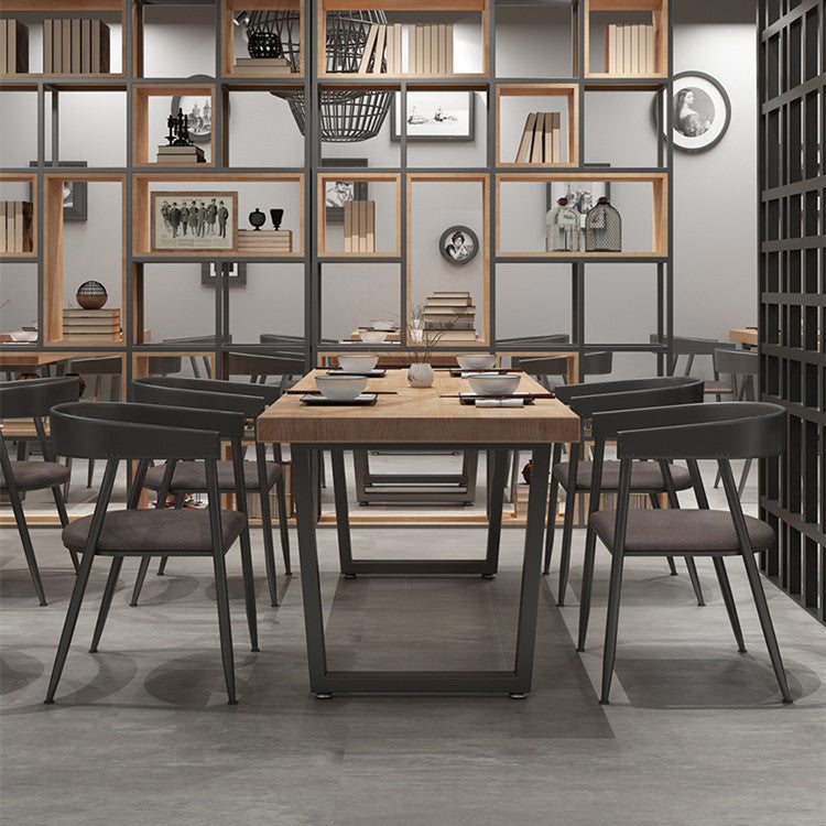Industrial Solid Wood Dining Table Set 1/2/5 Pieces Rectangle Dining Set
