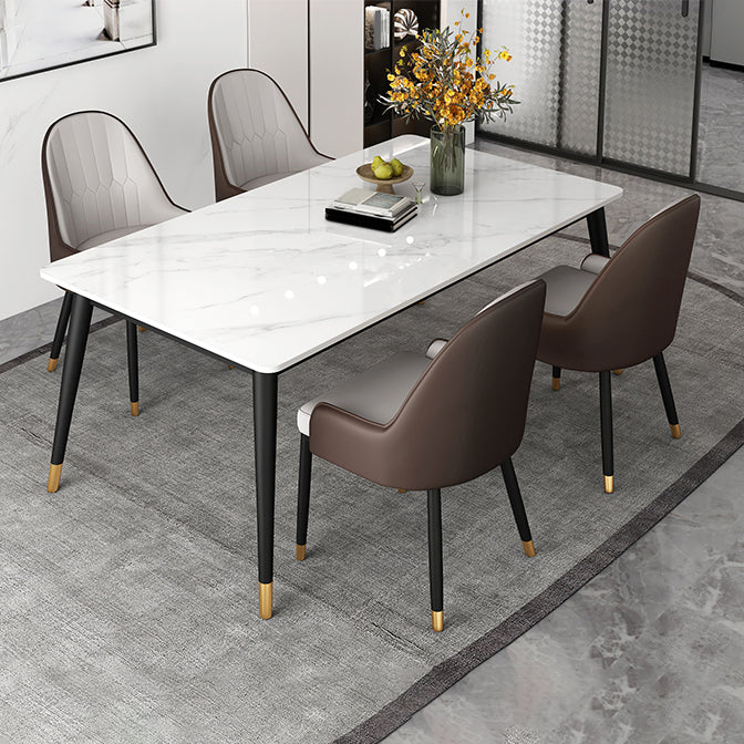 Modern Rectangle Dining Table Set 1/4/5 Pieces White Stone Dinette Set