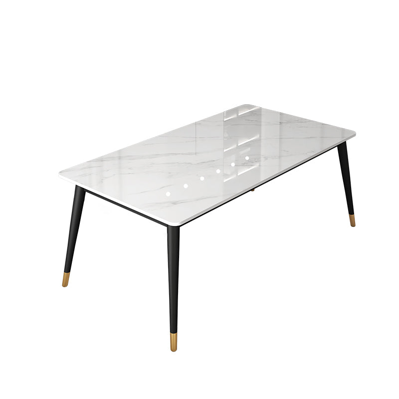 Modern Rectangle Dining Table Set 1/4/5 Pieces White Stone Dinette Set