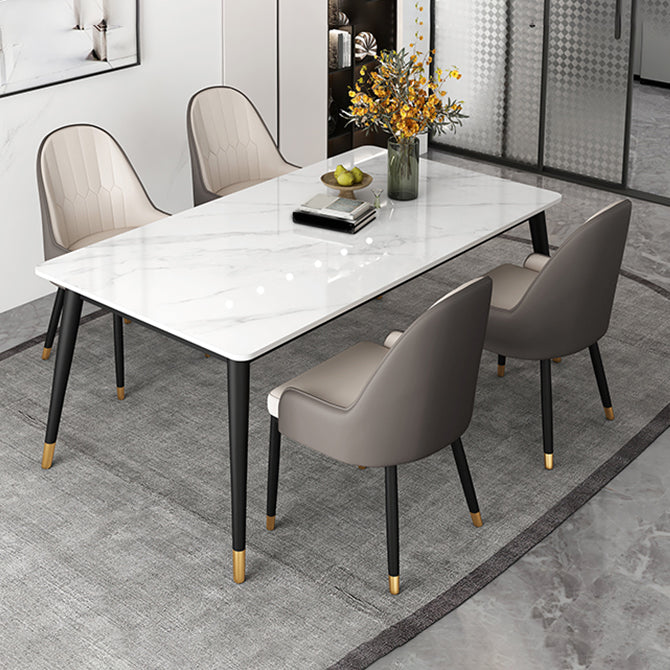 Modern Rectangle Dining Table Set 1/4/5 Pieces White Stone Dinette Set