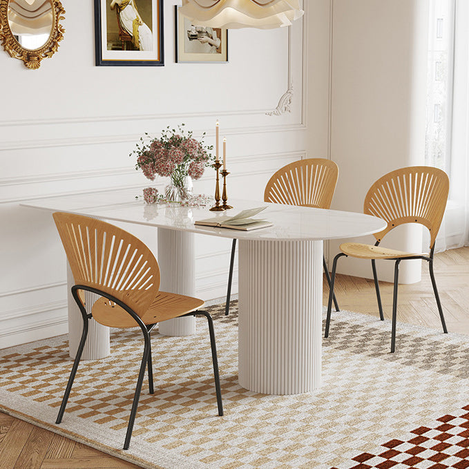 Minimalist White Dining Table Set 1/4/5/7 Pieces Home Table and Chairs