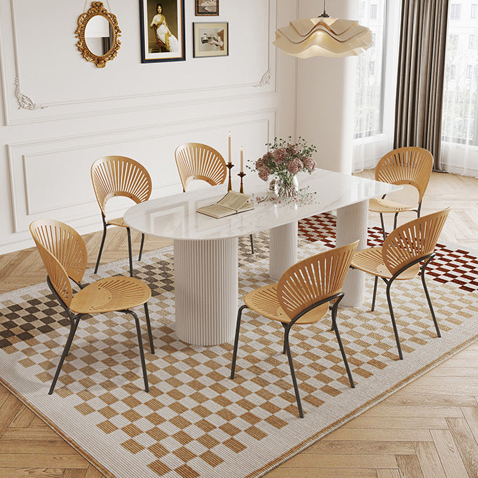 Minimalist White Dining Table Set 1/4/5/7 Pieces Home Table and Chairs