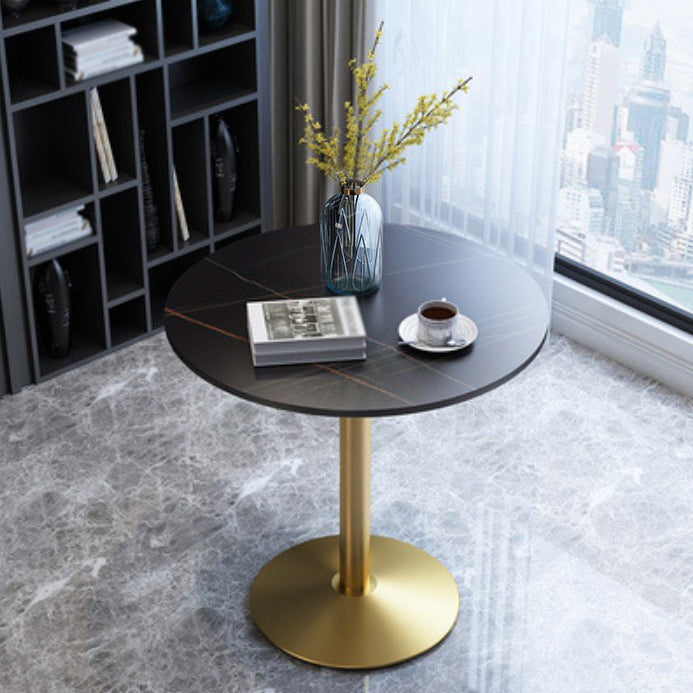 Metal Traditional Luxury Round Dining Table for Home Sintered Stone Table with Pedestal