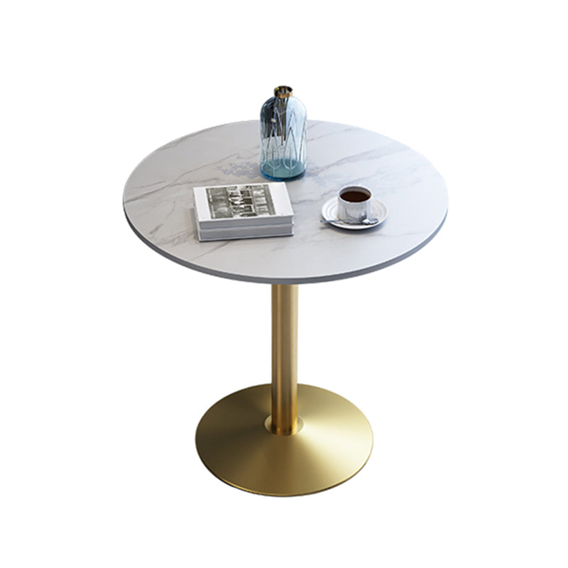 Metal Traditional Luxury Round Dining Table for Home Sintered Stone Table with Pedestal