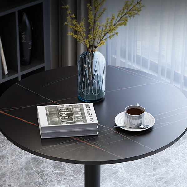 Metal Traditional Luxury Round Dining Table for Home Sintered Stone Table with Pedestal
