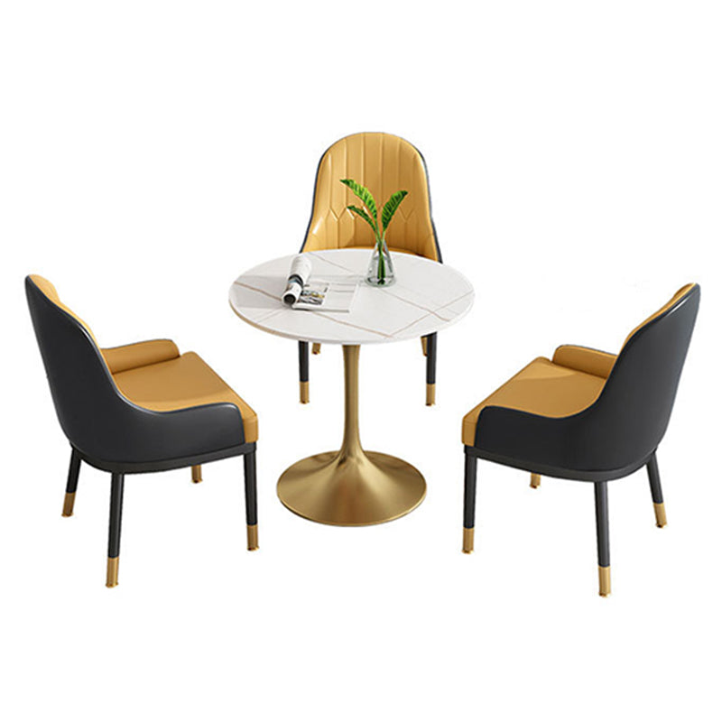 Metal Traditional Luxury Round Dining Table Sintered Stone Table with Tulip Base