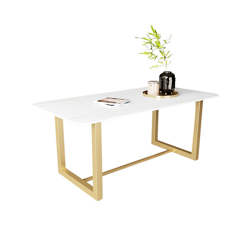 Traditional Luxury White in Marble Counter Rectangle Dining Table for Kitchen