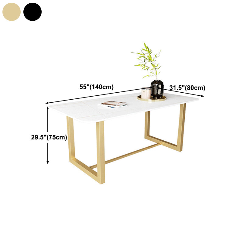 Traditional Luxury White in Marble Counter Rectangle Dining Table for Kitchen