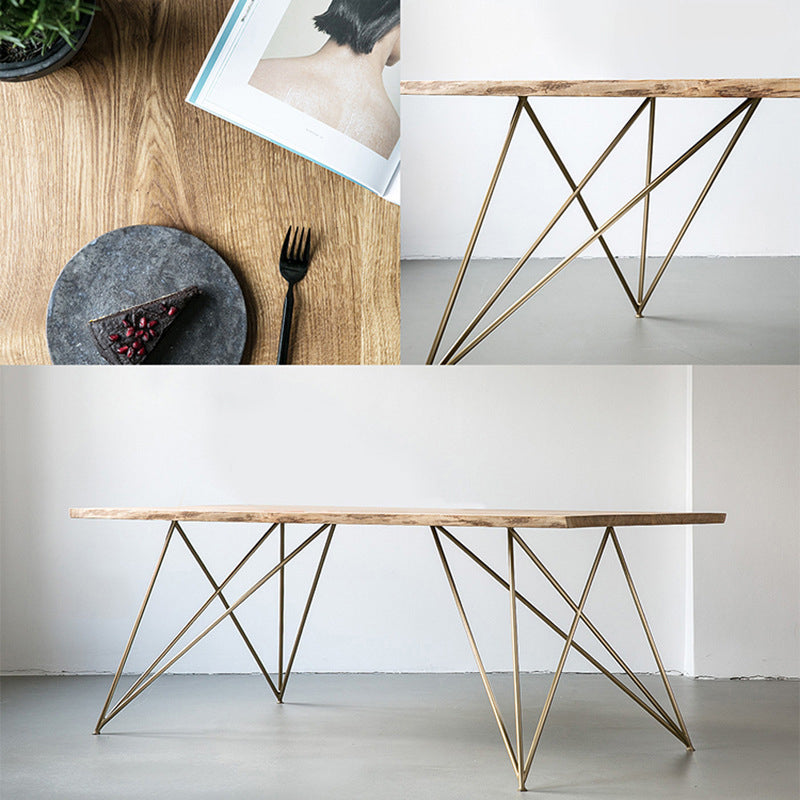 Modern Black and Gold Wood Table Rectangle Dining Table for Kitchen