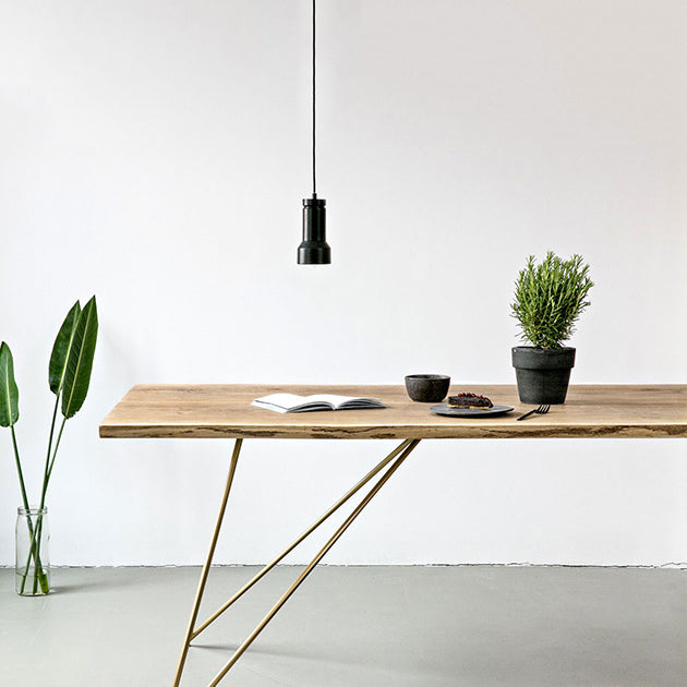 Modern Black and Gold Wood Table Rectangle Dining Table for Kitchen
