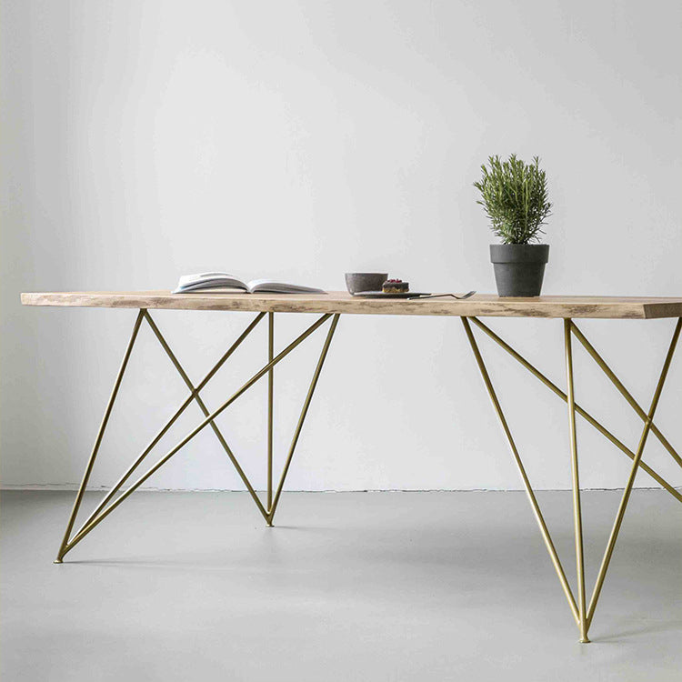 Modern Black and Gold Wood Table Rectangle Dining Table for Kitchen