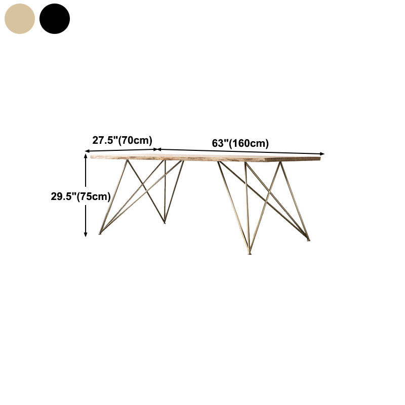 Modern Black and Gold Wood Table Rectangle Dining Table for Kitchen