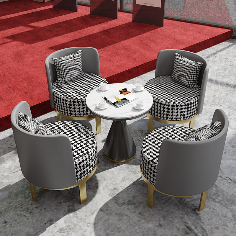 Metal Traditional Luxury Round Indoor Table Stone Top Table for Kitchen