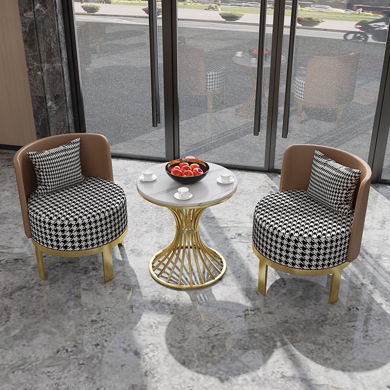 Metal Traditional Luxury Round Indoor Table Stone Top Table for Kitchen