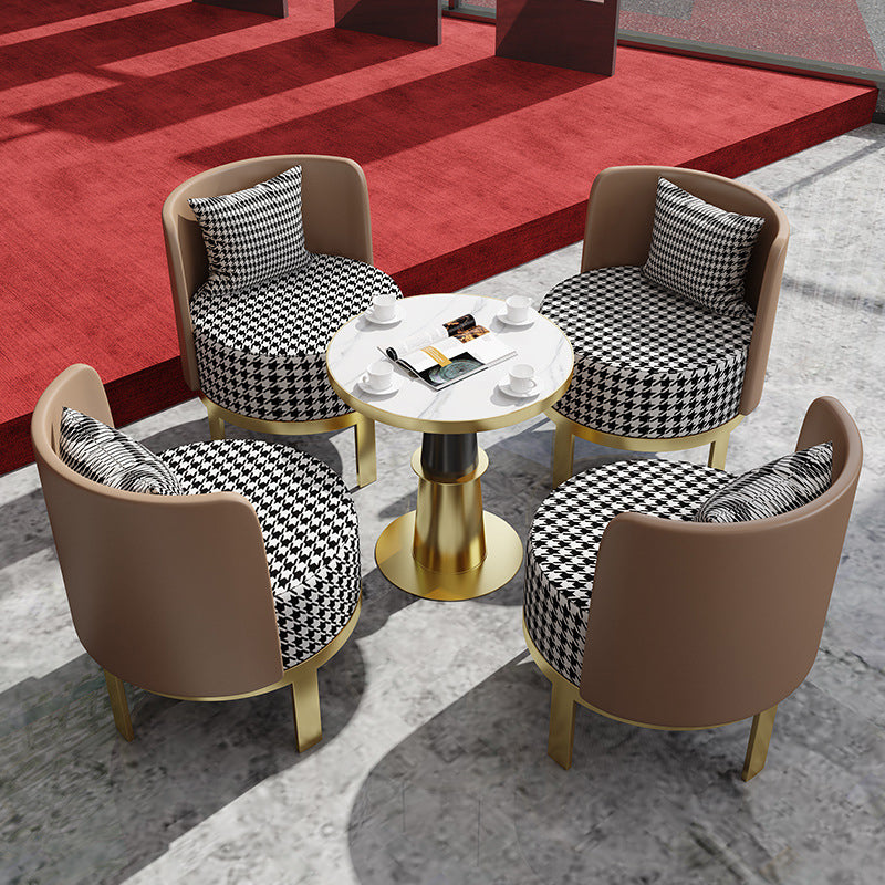 Metal Traditional Luxury Round Indoor Table Stone Top Table for Kitchen