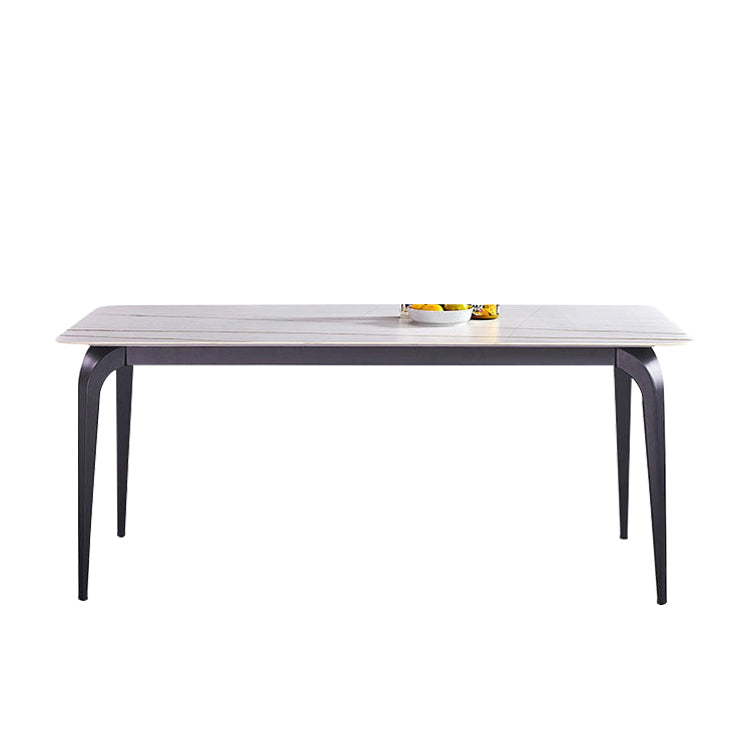 Rectangular Sintered Stone Dining Table Modern Furniture with 4 Black Legs
