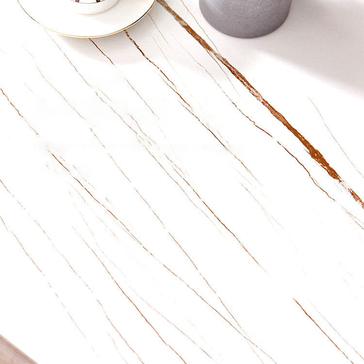 Rectangular Sintered Stone Dining Table Modern Furniture with 4 Black Legs