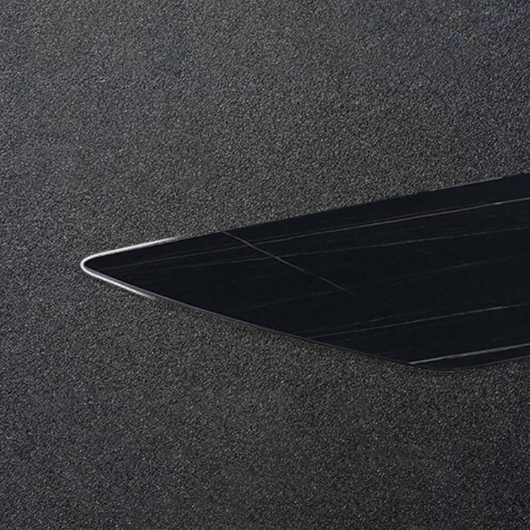 Rectangular Sintered Stone Dining Table Modern Furniture with 4 Black Legs