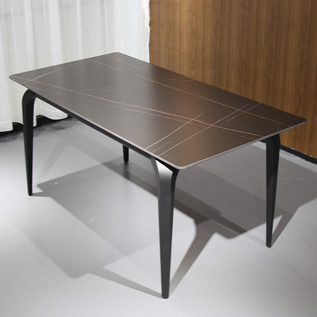 Rectangular Sintered Stone Dining Table Modern Furniture with 4 Black Legs