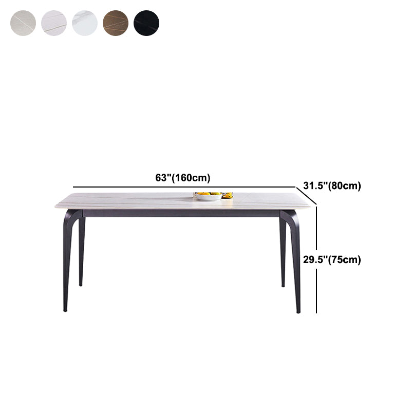 Rectangular Sintered Stone Dining Table Modern Furniture with 4 Black Legs
